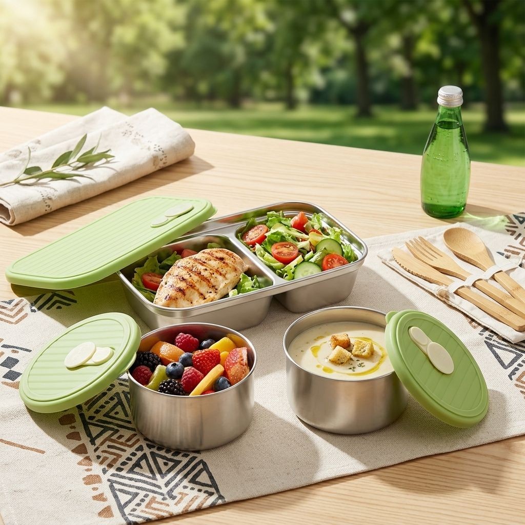 Meal Prep Kinder - Mikrodalgada Kullanılabilir 304 Paslanmaz Çelik Bento
