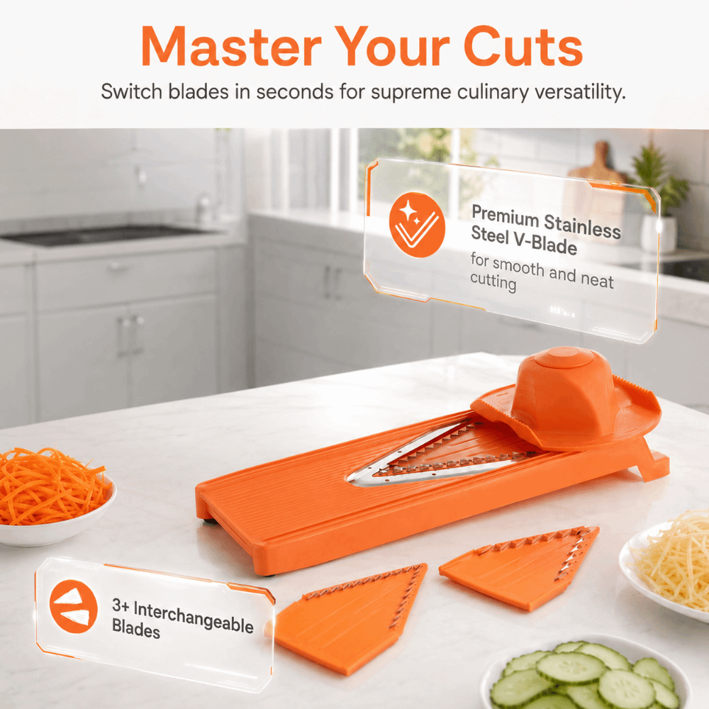 Mandoline Slicer Guard - ABS Mandolin Kesici Turuncu Paslanmaz Çelik