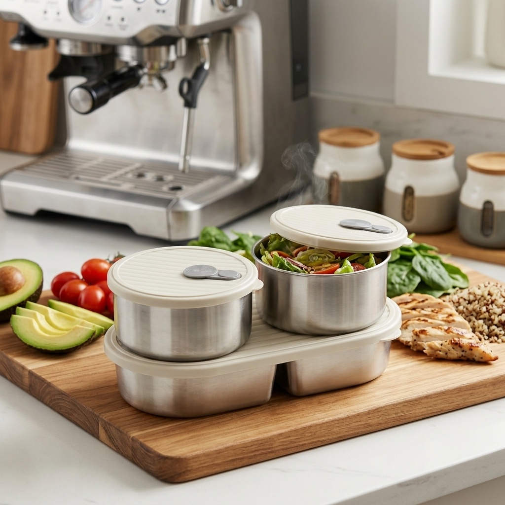 Meal Prep Kinder - Mikrodalgada Kullanılabilir 304 Paslanmaz Çelik Öğle