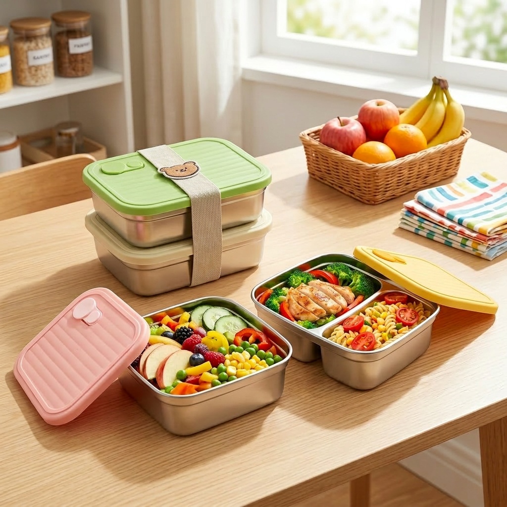 Meal Prep Kinder - Mikrodalgada Kullanılabilir 304 Paslanmaz Çelik Bento