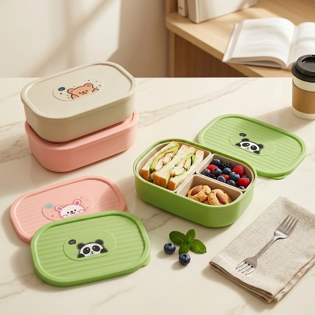 Salad Container Jar - Çocuklar ve Öğrenciler İçin Sevimli Plastik