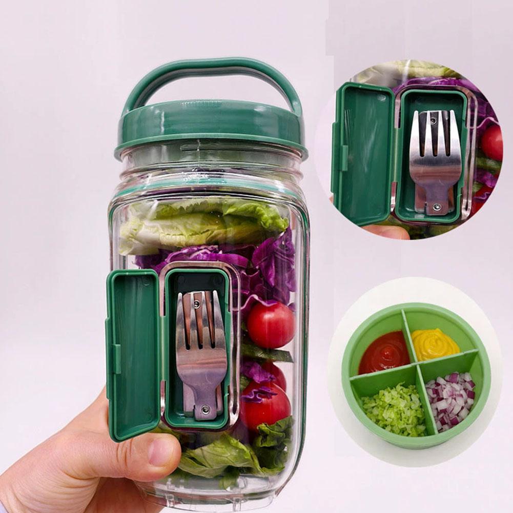 Taşınabilir Salata Kabı, Çatal - Salad Container Jar incelemesi ve fiyatı